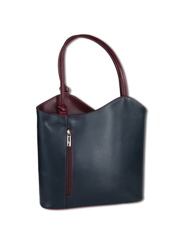 Toscanto Toscanto Schultertasche, Rucksack Leder blau, braun ca. 28cm
