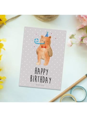 Mr. & Mrs. Panda Grußkarte Bär Geburtstag mit Spruch in Grau Pastell