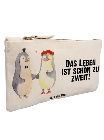 Mr. & Mrs. Panda Kulturtasche Pinguin Heirat mit Spruch in Weiß