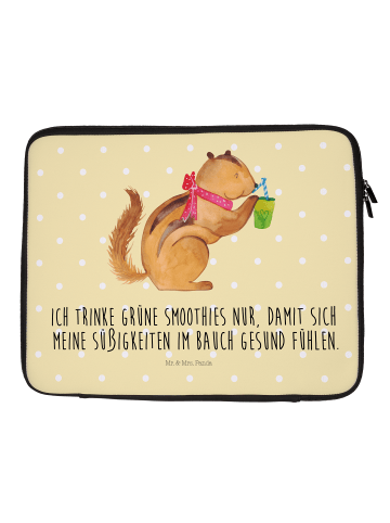 Mr. & Mrs. Panda Notebook Tasche Eichhörnchen Smoothie mit Spruch in Gelb Pastell