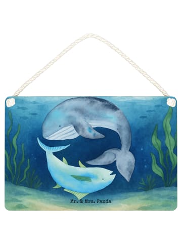 Mr. & Mrs. Panda Deko Schild Walfisch Thunfisch Design ohne Spruch in Weiß