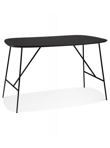 KADIMA DESIGN Schreibtisch FIONA Schwarz Eiche | Bürotisch mit Metallgestell in Schwarz