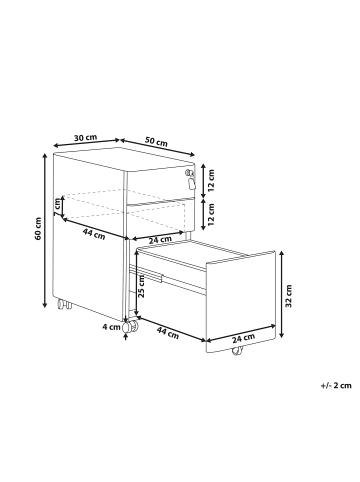 Beliani Büroschränke BOLSENA II in Rot - (W) 30 x (H) 60 x (L) 50 cm