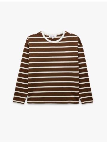 KOTON TSHIRT LS in Braun Gestreift