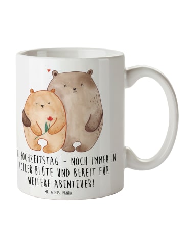 Mr. & Mrs. Panda Trinkbecher 10. Hochzeitstag Rosenhochzeit mit ... in Weiß