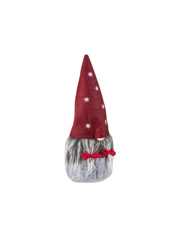 MARELIDA Wichtel Alva mit 2 Zöpfen Dekofigur Filz H: 25,5cm in grau, rot