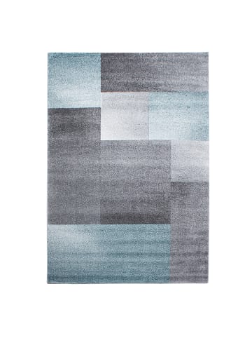 KADIMA DESIGN Teppich Kurzflor Karo Polypropylen saugroboter Wohnzimmer in Blau