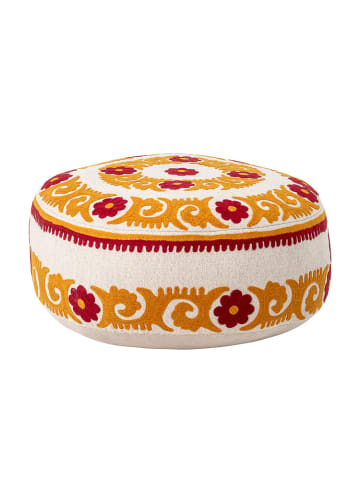 Bloomingville Pouf Orange Creme Blumen