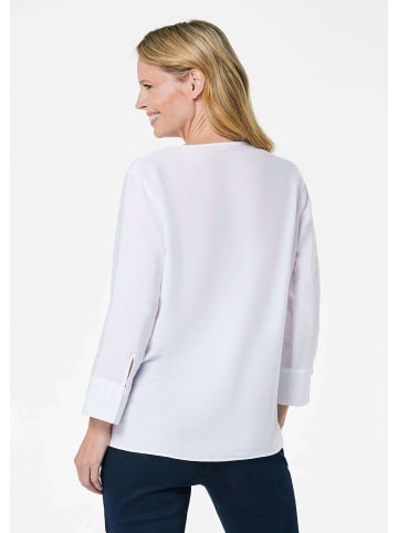 GOLDNER Viskosebluse mit 3/4-Ärmeln, Rundhals in weiß