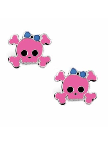 schmuck23 Ohrringe 925 Silber Totenkopf Mädchen in Pink