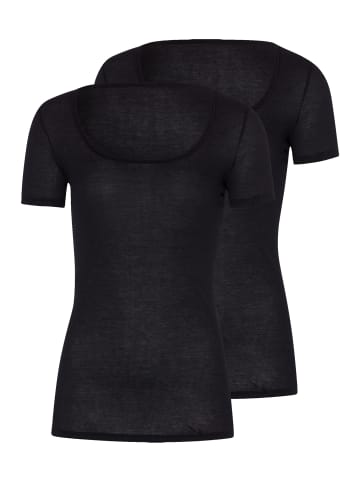 Hanro Unterhemd / Shirt Kurzarm Ultralight in Schwarz