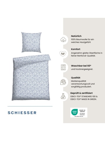 Schiesser Renforcé-Bettwäsche-Set Flower in Hellblau