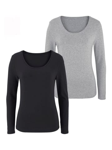 Vivance Langarmshirt in grau-meliert, schwarz