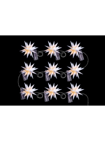 Sterntaler Sternenkette | Weihnachtsstern Kette | 9 Sterne | 18 Zacker | Weiß |