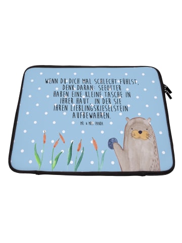 Mr. & Mrs. Panda Notebook Tasche Otter Stein mit Spruch in Blau Pastell