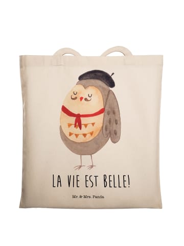 Mr. & Mrs. Panda Strandtasche Eule Frankreich mit Spruch in Creme