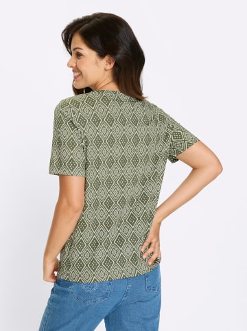 Sieh an! Kurzarmshirt in khaki-ecru-bedruckt