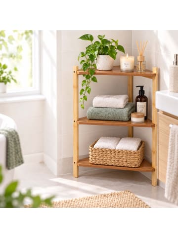 relaxdays Eckregal in Natur - (B)46 x (H)60 x (T)25 cm