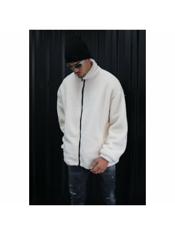 Megaman Plüsch-Sweatshirt Zipper Pullover in Weiß