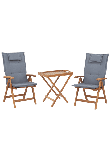 Beliani 5-tlg Bistro Set JAVA in Braun/Blau