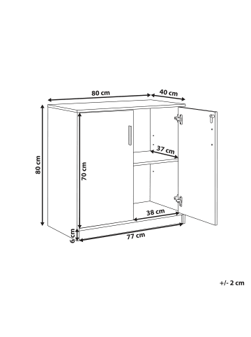 Beliani Büroschrank ZEHNA in Braun/Schwarz - (W) 80 x (H) 80 x (L) 40 cm