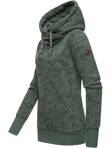 ragwear Hoodie Gripy Flowery in Pine Green