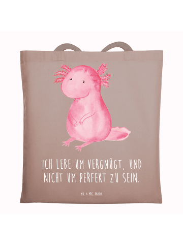 Mr. & Mrs. Panda Tragetasche Axolotl null mit Spruch in Braun Pastell