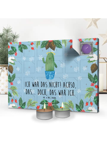 Mr. & Mrs. Panda Kerzen-Adventskalender Kaktus Heilig mit Spruch in Eisblau