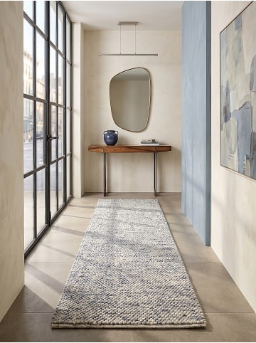 KADIMA DESIGN Flachgewebe-Teppich Handgewebt MEDWAY 65% Wolle Pflegeleicht in Blau