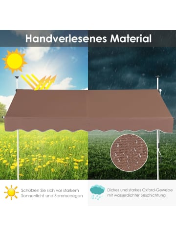 COSTWAY Klemmmarkise 350 cm in Braun