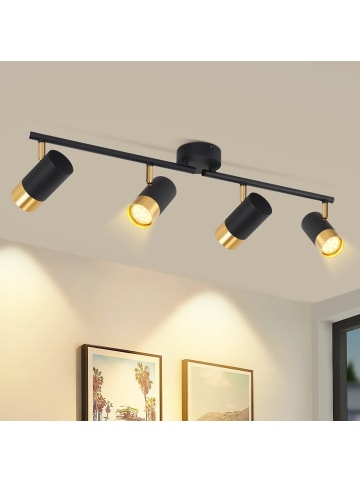 ZMH Deckenleuchte in Schwarzgold 4-flammige GU10 Vintage Flurlampe L 67cm