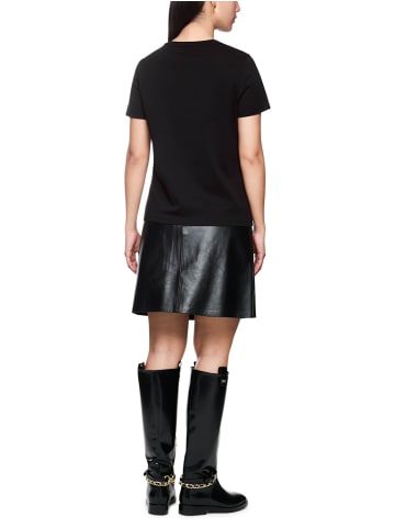 MARC CAIN T-Shirt mit Leo-Print und floralen Details in Schwarz