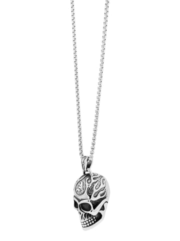 Adeliás Herren Halskette mit Anhänger – Totenkopf aus Edelstahl in silber