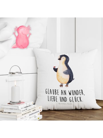 Mr. & Mrs. Panda 40x40 Kissen Pinguin Marienkäfer mit Spruch in Weiß
