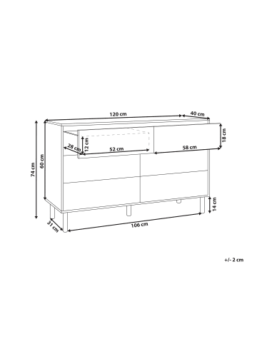 Beliani Kommode SHARPE in Braun - (W) 120 x (H) 74 x (L) 40 cm
