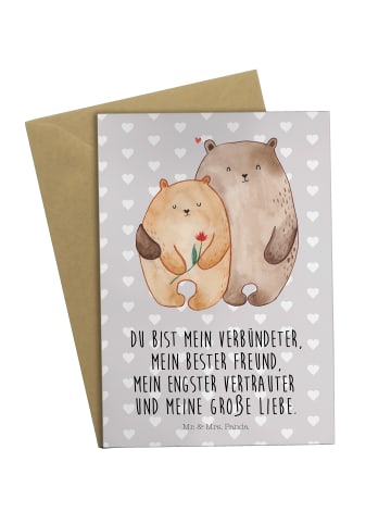 Mr. & Mrs. Panda Klappkarte Bären Liebe mit Spruch in Grau Pastell