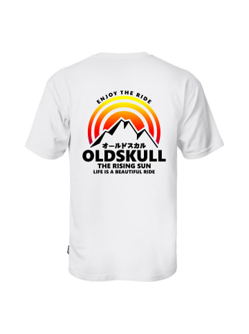 OLDSKULL T-Shirt Retro Rising Sun Logo Graphic in White