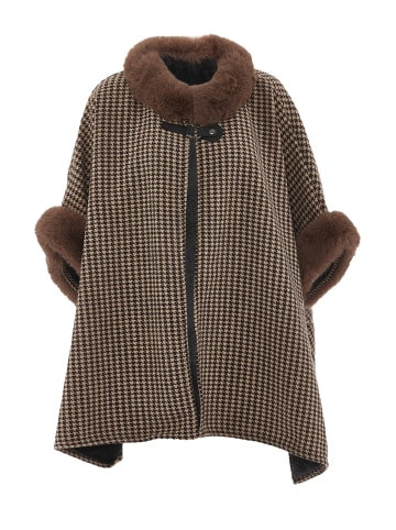 osha Damen Poncho in Dunkelbraune, Helle Braue