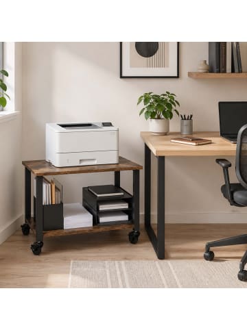 relaxdays Druckertisch in Braun/ Schwarz - (B)50 x (H)32 x (T)50 cm