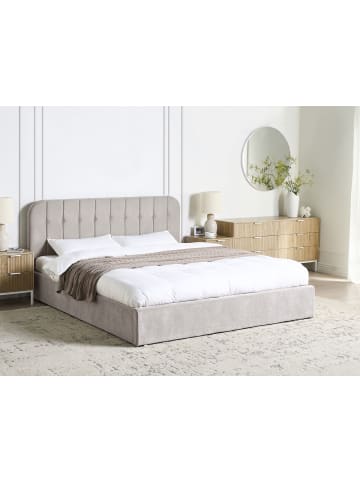 Beliani Doppelbett CHALLANS in Beige/Schwarz - (W) 188 x (H) 101 x (L) 215 cm