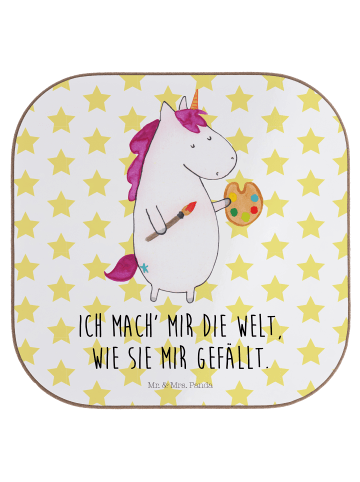 Mr. & Mrs. Panda Untersetzer Design Einhorn Künstler mit Spruch in Weiß