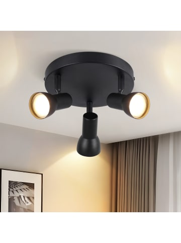 ZMH Deckenleuchte in Schwarz 3-flammige GU10 runde Modern Metall Flurlampe