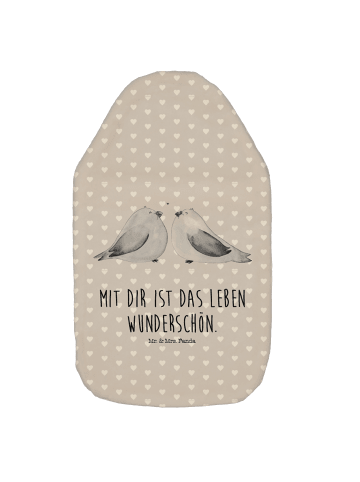 Mr. & Mrs. Panda Wärmflasche Turteltauben Liebe mit Spruch in Grau Pastell