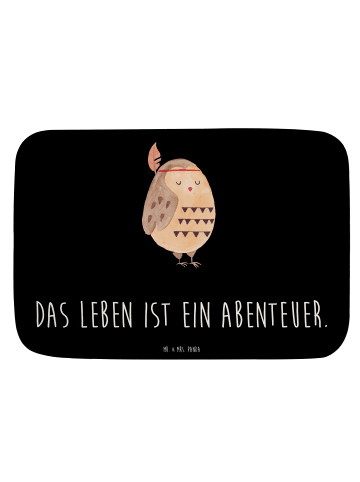 Mr. & Mrs. Panda duschmatte Eule Federschmuck mit Spruch in Schwarz