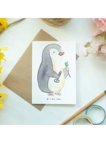 Mr. & Mrs. Panda Grußkarte Friseur Herz ohne Spruch in Weiß