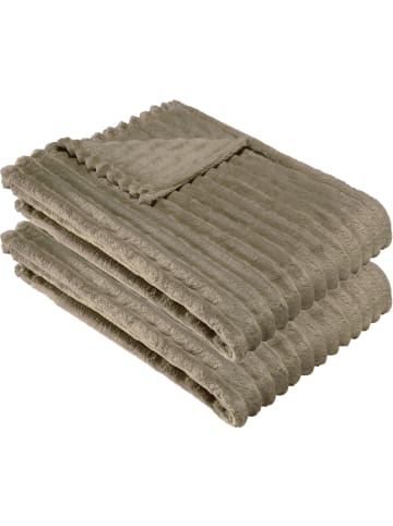 Erwin Müller Fleece, Microfaser Wohndecke 2er-Pack Aosta in taupe