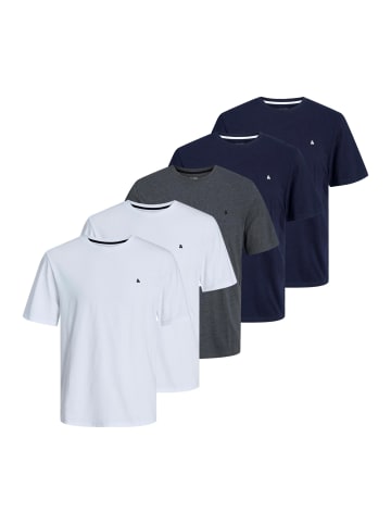 Jack & Jones T-Shirt Essentials in Weiß / dunkelblau / dunkelgrau