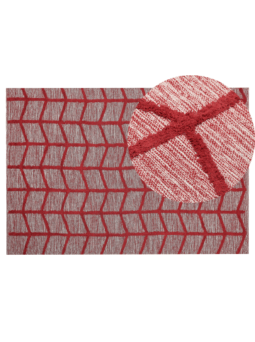Beliani Kurzflor SIVAS in Rot - (W) 140 x (H) 1.5 x (L) 200 cm