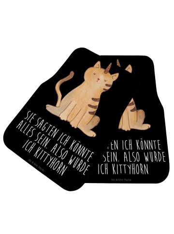 Mr. & Mrs. Panda Fahrer Autofußmatte Einhorn Katze mit Spruch in Schwarz