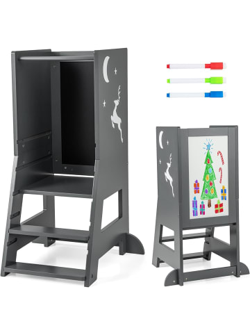 COSTWAY 2 in 1 Tritthocker 1-7 Jahre in Grau